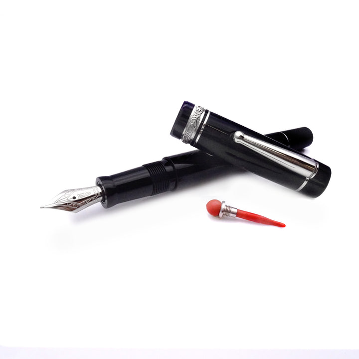 Delta We 17 Penna Stilografica Nera Finiture Palladio Pennino Acciaio