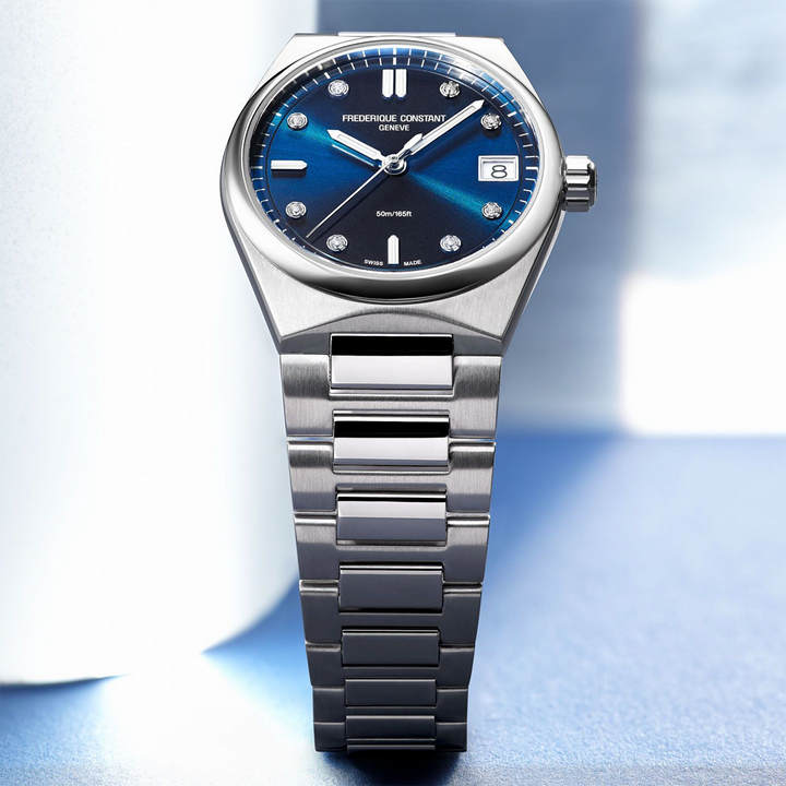 Orologio Frederique Constant Highlife Ladies Quartz Quadrante Blu con Diamanti