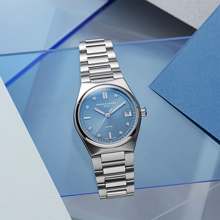 Orologio Frederique Constant Highlife Ladies Quartz Quadrante Azzurro con Diamanti