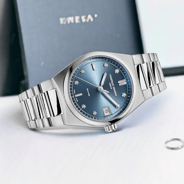 Orologio Frederique Constant Highlife Ladies Quartz Quadrante Azzurro con Diamanti