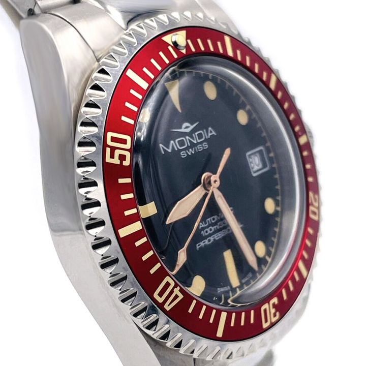 Mondia Swiss Icon Hertage Orologio Automatico lunetta rossa 40mm