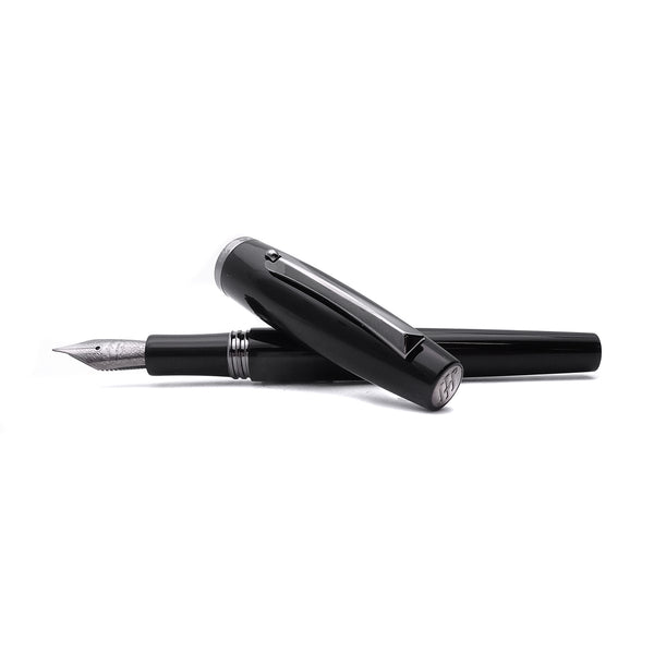 Montegrappa Manager Gun Metal Penna Stilografica  Nera Finitura Rutenio Nib EF