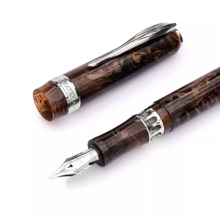 Pineider Penna Stilografica Antichi Materiali Carrara Brown Penna14Kt