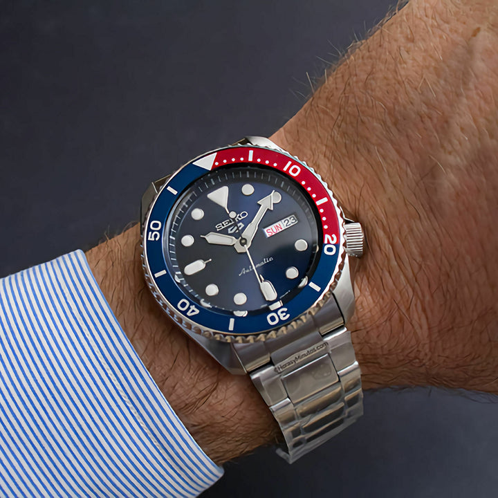 Orologio Seiko 5 Sport Automatico Quadrante Blu Pepsi Uomo Donna 42.5mm SRPD53K1