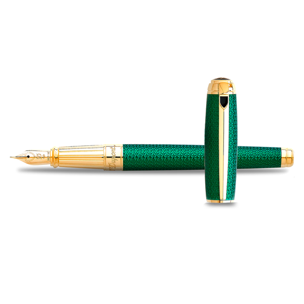 S.T. Dupont penna stilografica Line D Large Firehead Guilloche Emerald