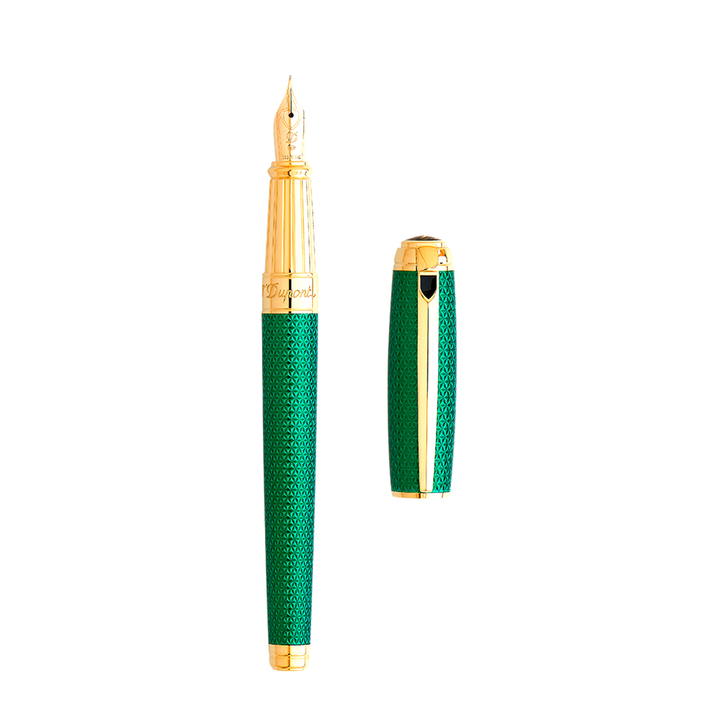 S.T. Dupont penna stilografica Line D Large Firehead Guilloche Emerald