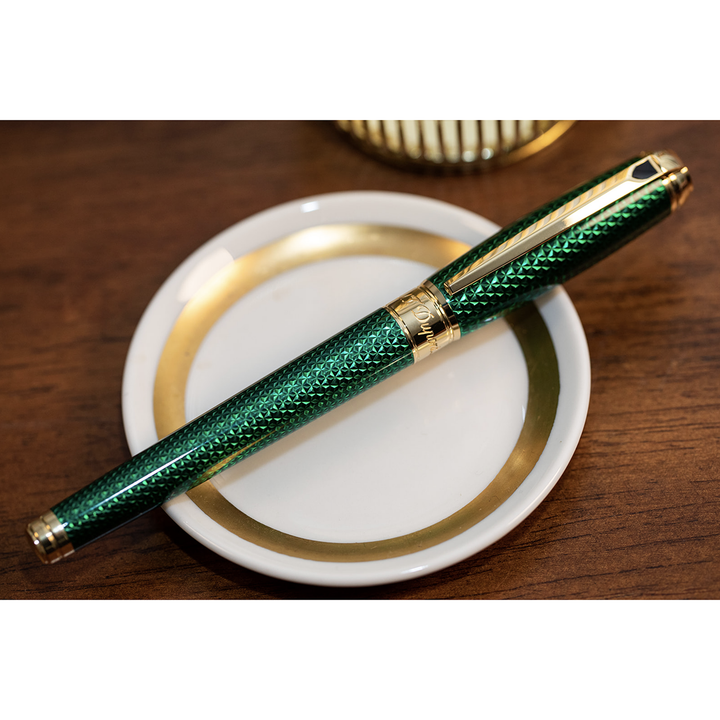 S.T. Dupont penna stilografica Line D Large Firehead Guilloche Emerald