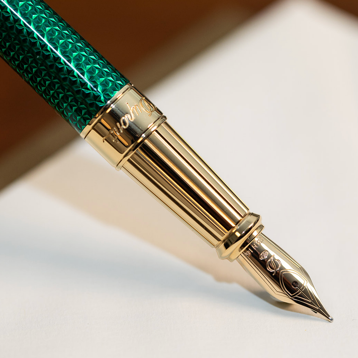 S.T. Dupont penna stilografica Line D Large Firehead Guilloche Emerald