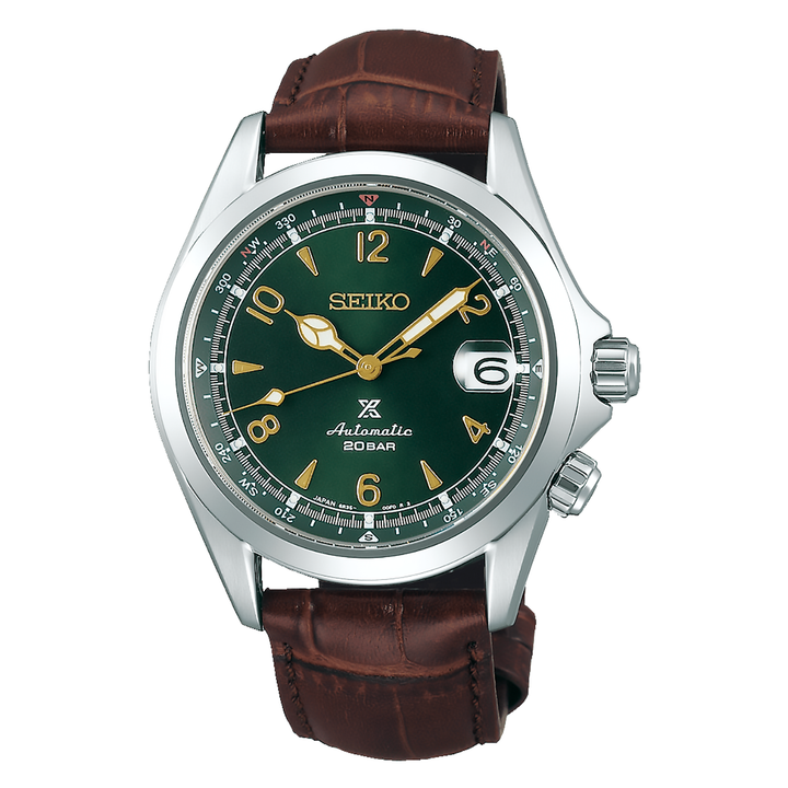 Orologio Seiko Prospex ALPINIST Uomo Quadrante Verde Cinturino in Pelle Marrone SPB121J1