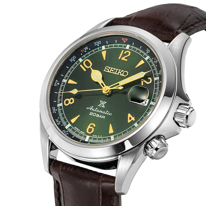 Orologio Seiko Prospex ALPINIST Uomo Quadrante Verde Cinturino in Pelle Marrone SPB121J1