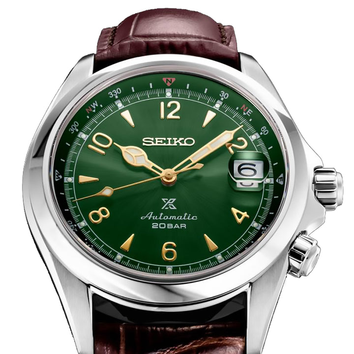 Orologio Seiko Prospex ALPINIST Uomo Quadrante Verde Cinturino in Pelle Marrone SPB121J1