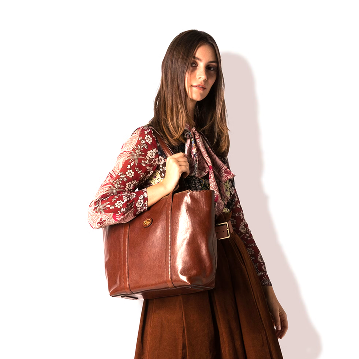 The Bridge Borsa Shopping Bag Linea Story Pelle Marrone