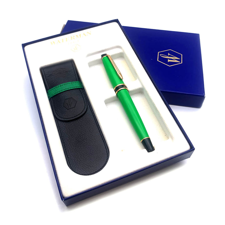 Waterman penna stilografica Man 100 marmorizzata verde oro 