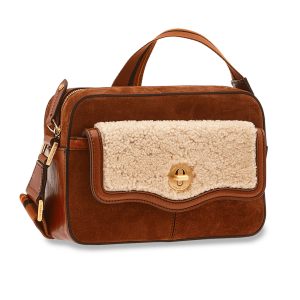 The Bridge Woman Shoulder Bag Agnese Line Brown suede leather 0415110H-CY autumn winter 2021 Collection