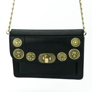 Campomaggi EURIDICE Woman Shoulder Bag Blu-Black Leather Gold Medals C017960ND