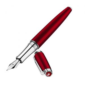 Caran D Ache Leman Rouge Penna stilografica rosso carminio pennino F placcato argento donna moderna business cool fashion strumenti scrittura