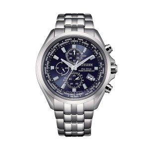 Citizen Man Chrono Watch H804 Eco Drive Radio Controlled Blue Dial AT200-87L