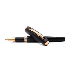 Montegrappa Manager Gun Metal Rollerball pen Black Resin Gold Finish man woman gift him her made Italy business