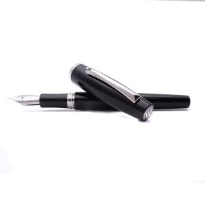 Montegrappa Manager Fountain Pen Black Resin Steel Finish Nib Steel EF extrafine man woman business gift for him her