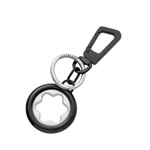 Montblanc Ruthenium key ring Fob with rotating Gray emblem 128744