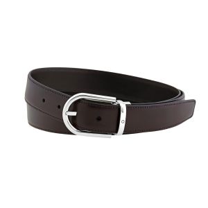 Montblanc Belt with horseshoe buckle, reversible in burgundy and black leather 126014