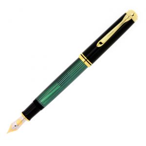 Pelikan Souveràn Penna Stilografica Verde Nera M600 Finitura Oro Pennino 14kt Medium Uomo Donna d' affari regalo lusso dottore avvocato