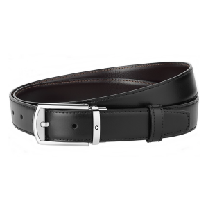 Montblanc Reversible belt black or brown leather with rectangular buckle 126020 man elegant icon Luxury dress code 