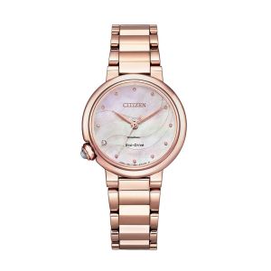Citizen L Watch Woman Eco Drive Mother of Pearl 30mm Rose Gold Plated EM0912-84Y