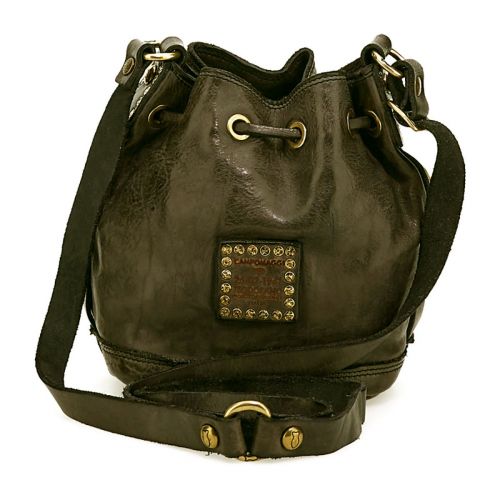 Campomaggi Kama Woman Bucket Bag Military Green Leather Studs C031750ND Wondersmall