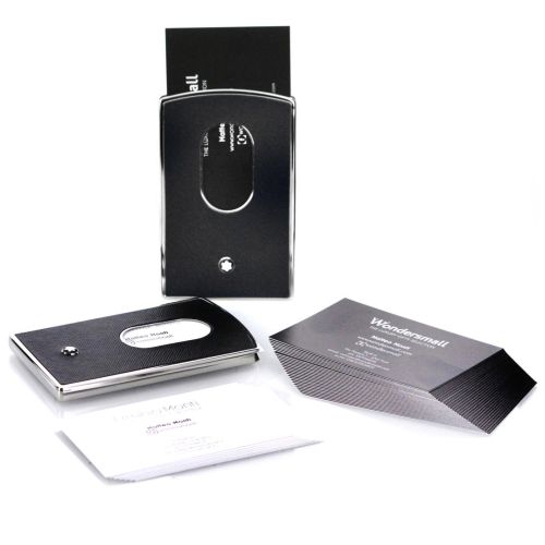 Montblanc Sartorial Hard Shell Steel Business Card Holder Leather Grey 116394 Wondersmall
