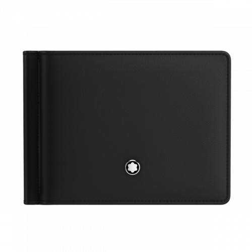 Montblanc Meisterstuck Portafoglio 6cc con fermasoldi pelle nera lucida 5525 Wondersmall